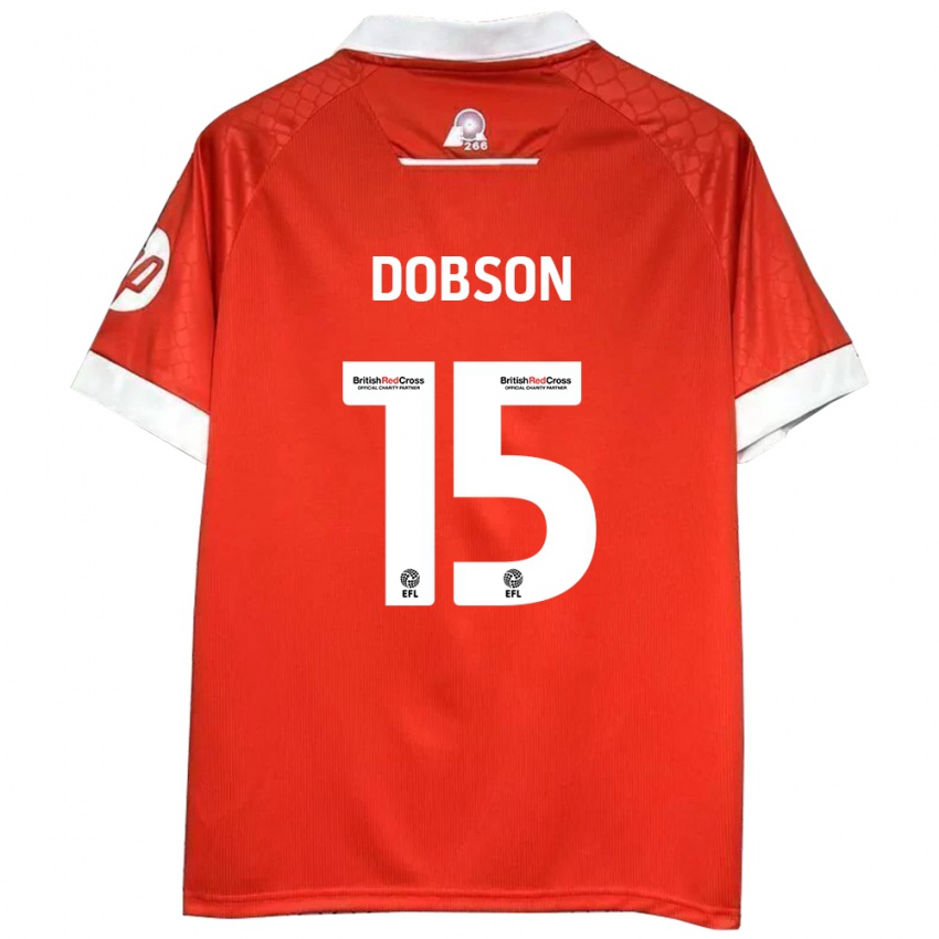 Børn George Dobson #15 Rød Hvid Hjemmebane Spillertrøjer 2024/25 Trøje T-Shirt