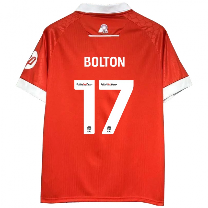 Børn Luke Bolton #17 Rød Hvid Hjemmebane Spillertrøjer 2024/25 Trøje T-Shirt