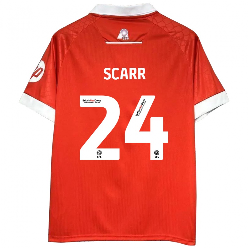 Børn Dan Scarr #24 Rød Hvid Hjemmebane Spillertrøjer 2024/25 Trøje T-Shirt