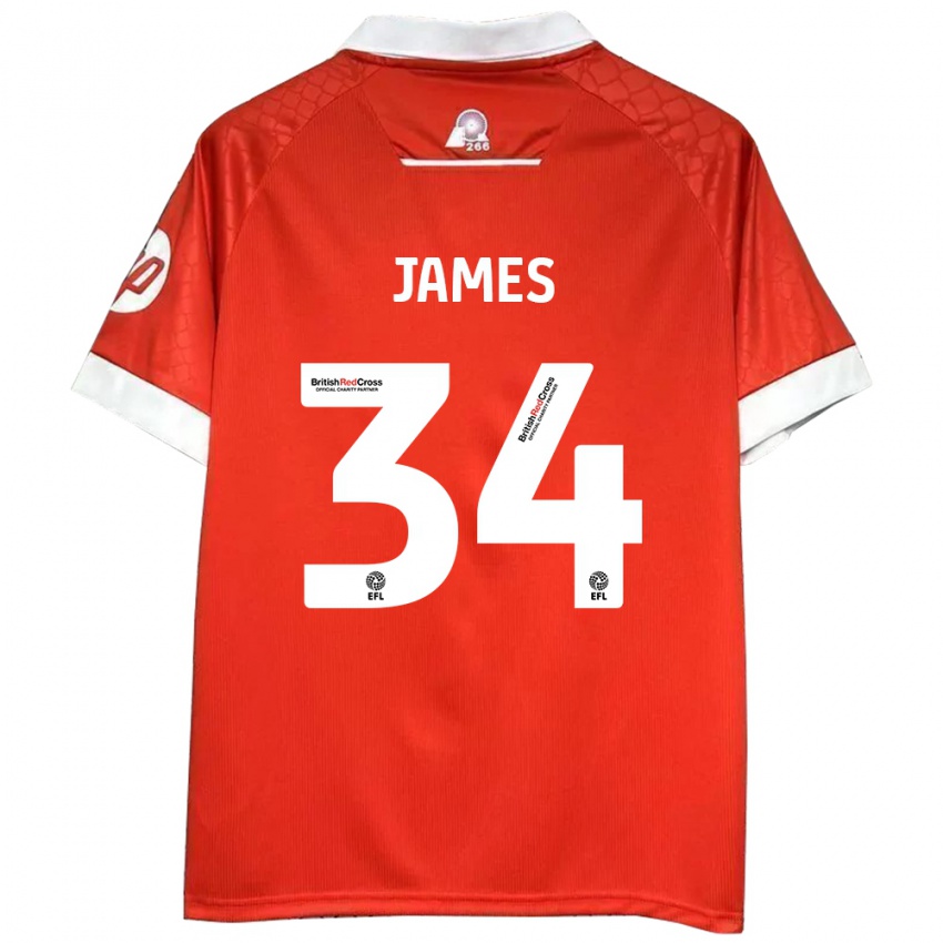 Børn Aaron James #34 Rød Hvid Hjemmebane Spillertrøjer 2024/25 Trøje T-Shirt