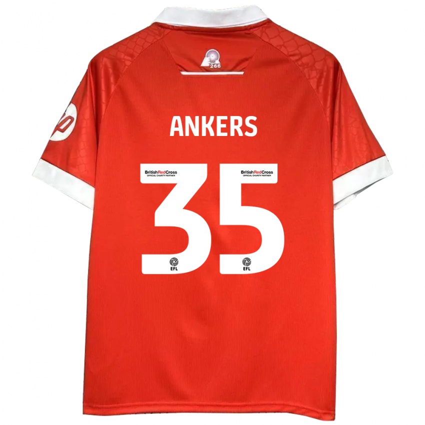 Børn Chloe Ankers #35 Rød Hvid Hjemmebane Spillertrøjer 2024/25 Trøje T-Shirt