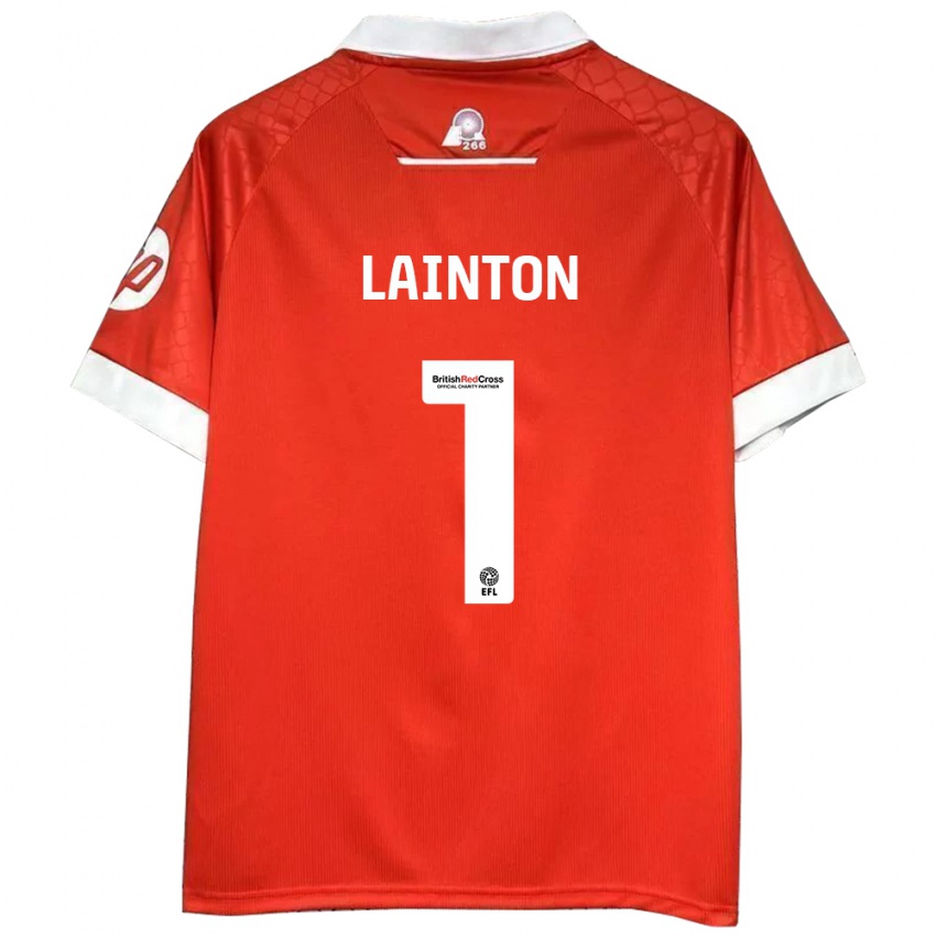 Børn Rob Lainton #1 Rød Hvid Hjemmebane Spillertrøjer 2024/25 Trøje T-Shirt