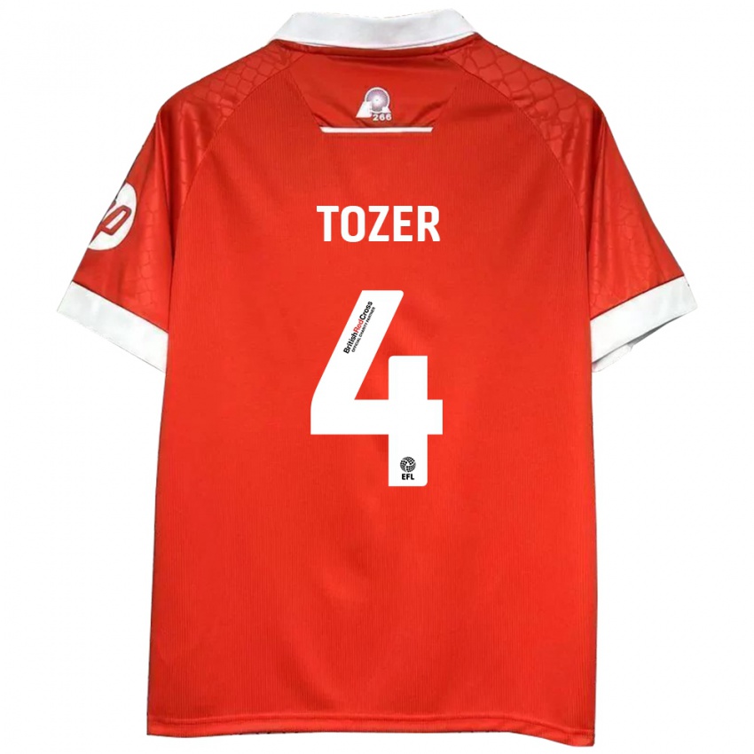 Børn Ben Tozer #4 Rød Hvid Hjemmebane Spillertrøjer 2024/25 Trøje T-Shirt