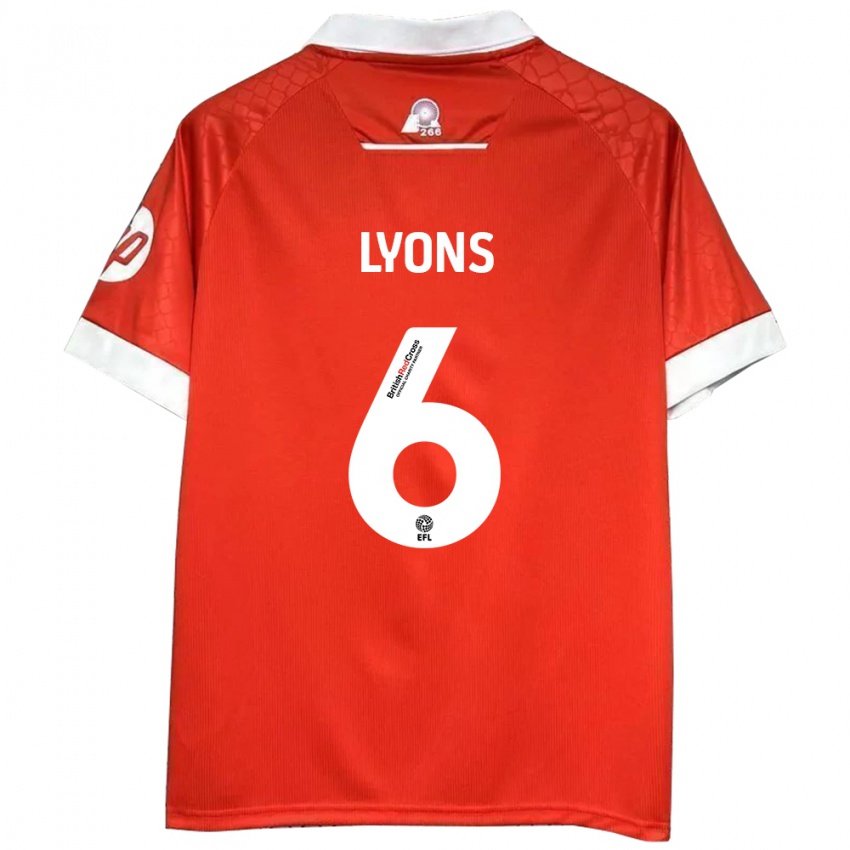 Børn Lauryn Lyons #6 Rød Hvid Hjemmebane Spillertrøjer 2024/25 Trøje T-Shirt