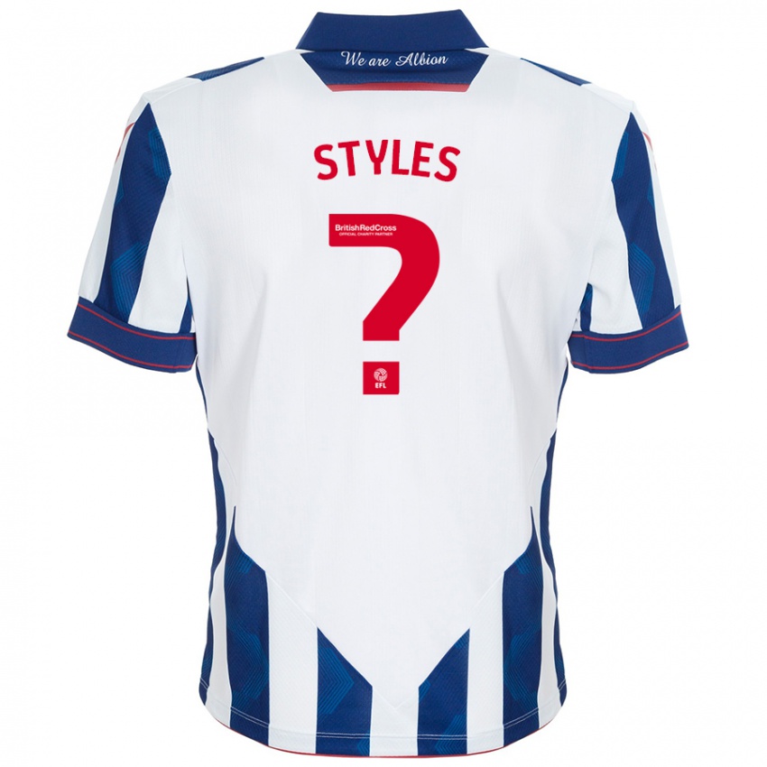 Børn Callum Styles #0 Hvid Mørkeblå Hjemmebane Spillertrøjer 2024/25 Trøje T-Shirt