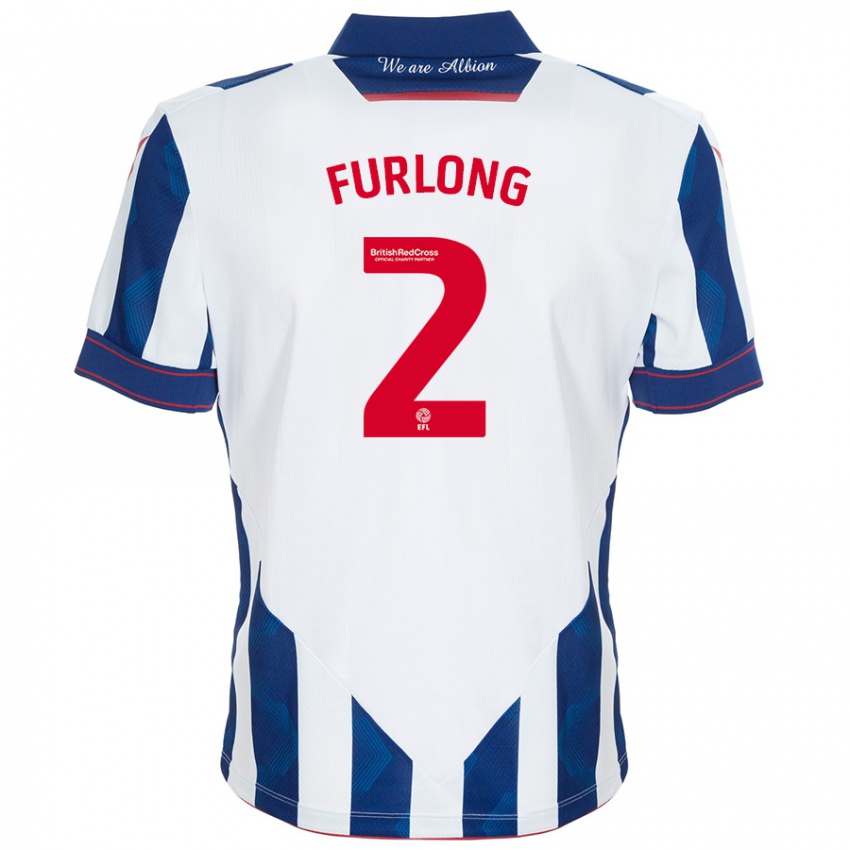 Børn Darnell Furlong #2 Hvid Mørkeblå Hjemmebane Spillertrøjer 2024/25 Trøje T-Shirt