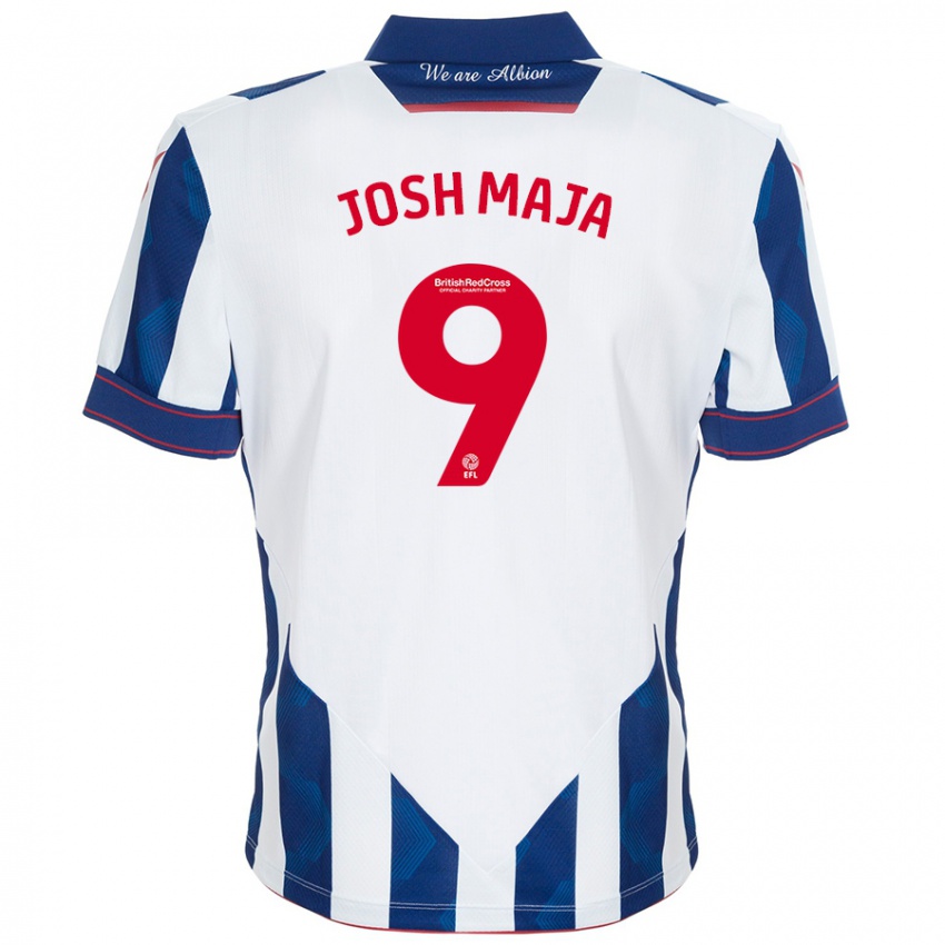 Børn Josh Maja #9 Hvid Mørkeblå Hjemmebane Spillertrøjer 2024/25 Trøje T-Shirt