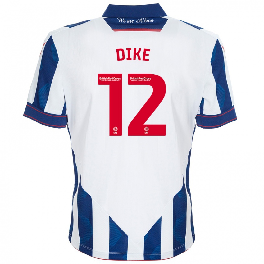 Børn Daryl Dike #12 Hvid Mørkeblå Hjemmebane Spillertrøjer 2024/25 Trøje T-Shirt