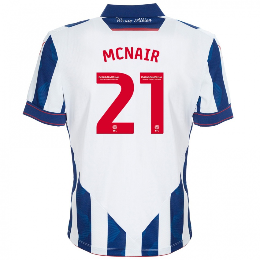 Børn Paddy Mcnair #21 Hvid Mørkeblå Hjemmebane Spillertrøjer 2024/25 Trøje T-Shirt