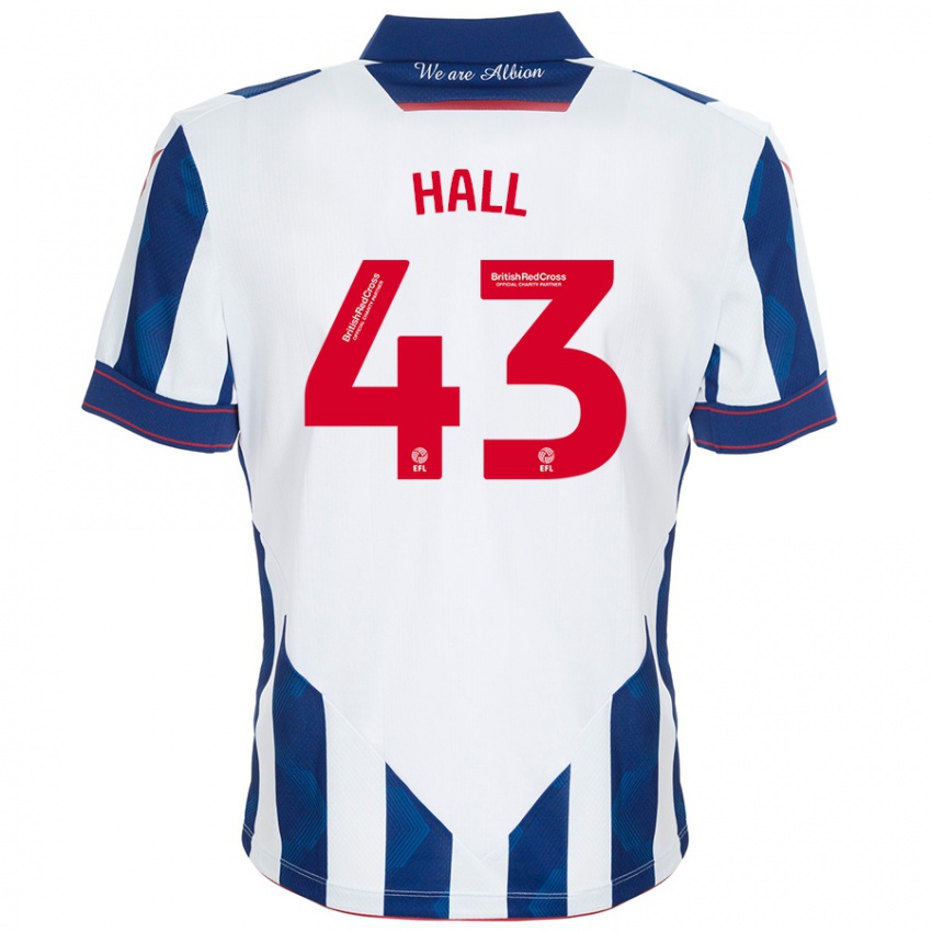 Børn Reece Hall #43 Hvid Mørkeblå Hjemmebane Spillertrøjer 2024/25 Trøje T-Shirt