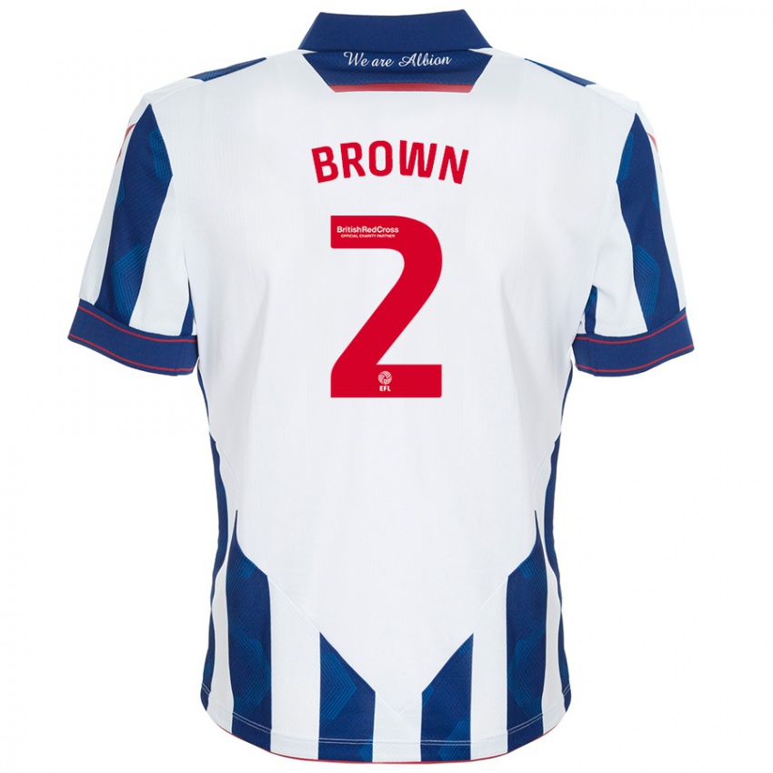 Børn Ashlee Brown #2 Hvid Mørkeblå Hjemmebane Spillertrøjer 2024/25 Trøje T-Shirt