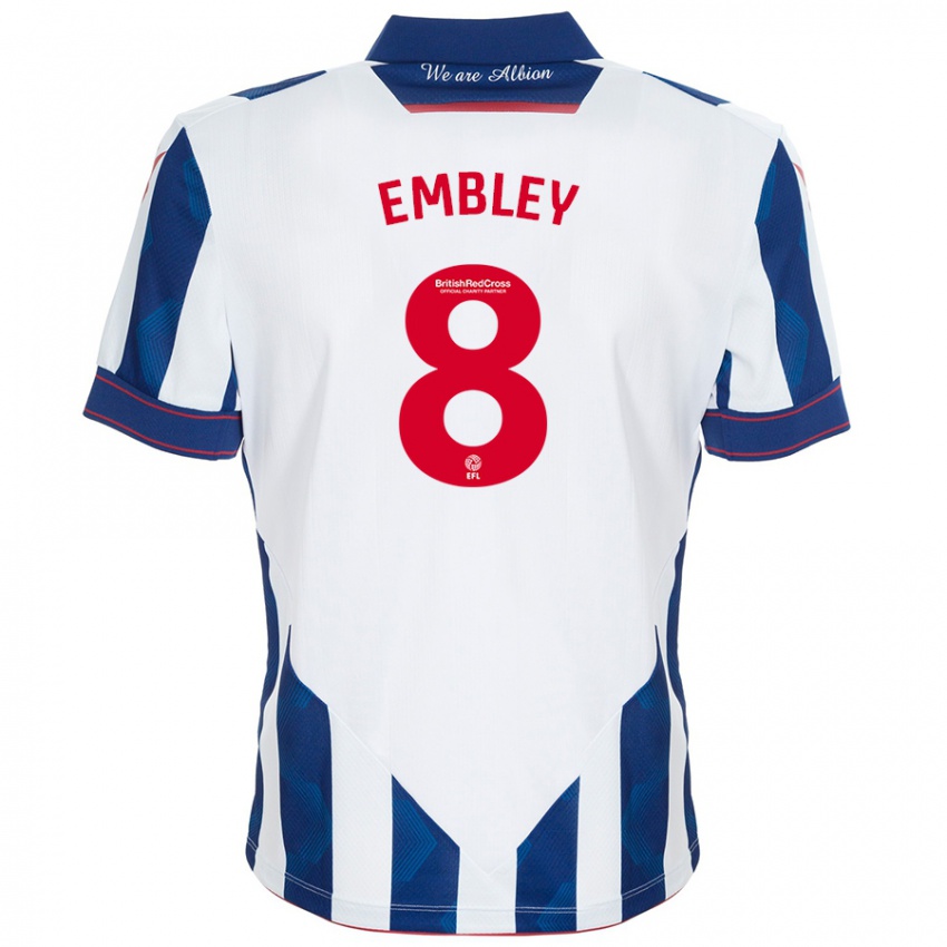 Børn Rosie Embley #8 Hvid Mørkeblå Hjemmebane Spillertrøjer 2024/25 Trøje T-Shirt