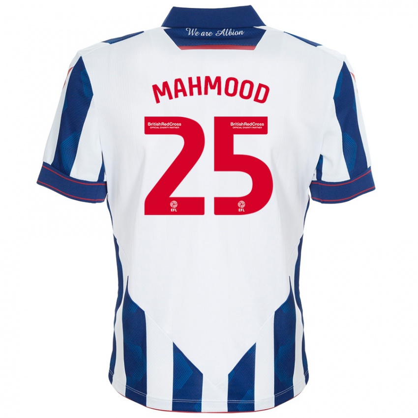 Børn Mahmood #25 Hvid Mørkeblå Hjemmebane Spillertrøjer 2024/25 Trøje T-Shirt