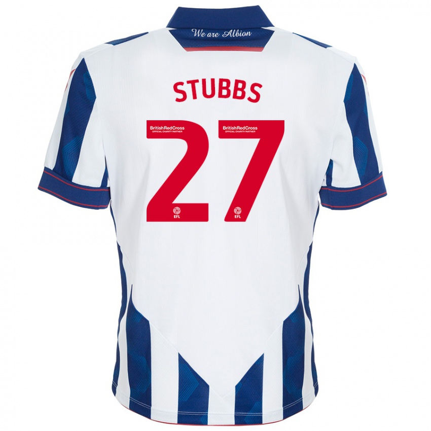 Børn Olivia Stubbs #27 Hvid Mørkeblå Hjemmebane Spillertrøjer 2024/25 Trøje T-Shirt