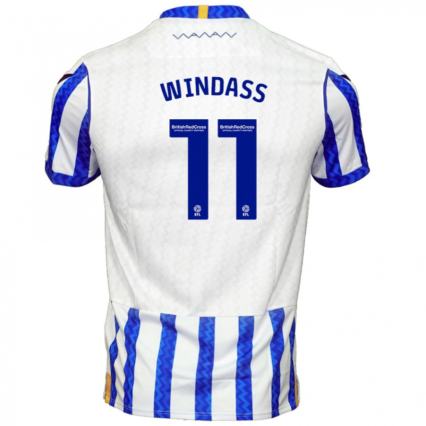 Børn Josh Windass #11 Blå Hvid Hjemmebane Spillertrøjer 2024/25 Trøje T-Shirt