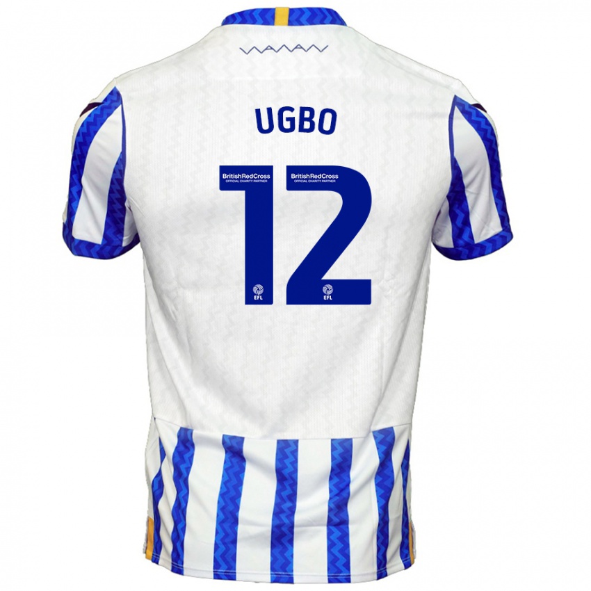 Børn Iké Ugbo #12 Blå Hvid Hjemmebane Spillertrøjer 2024/25 Trøje T-Shirt