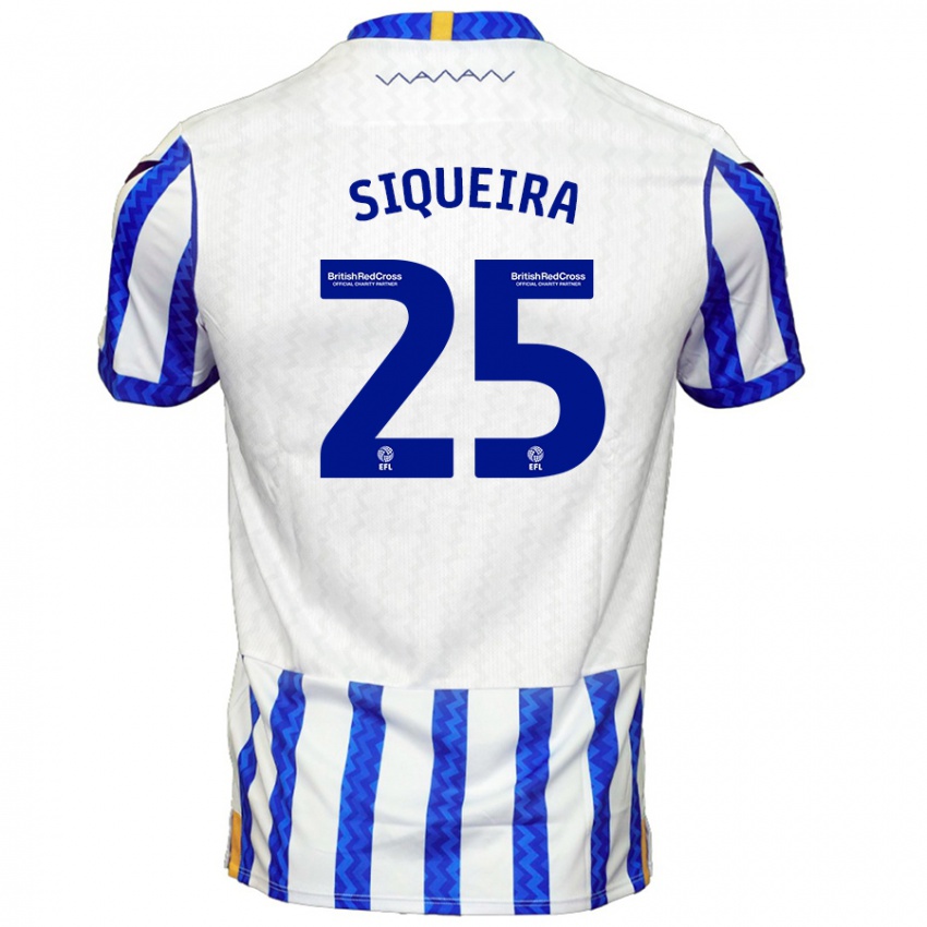 Børn Guilherme Siqueira #25 Blå Hvid Hjemmebane Spillertrøjer 2024/25 Trøje T-Shirt