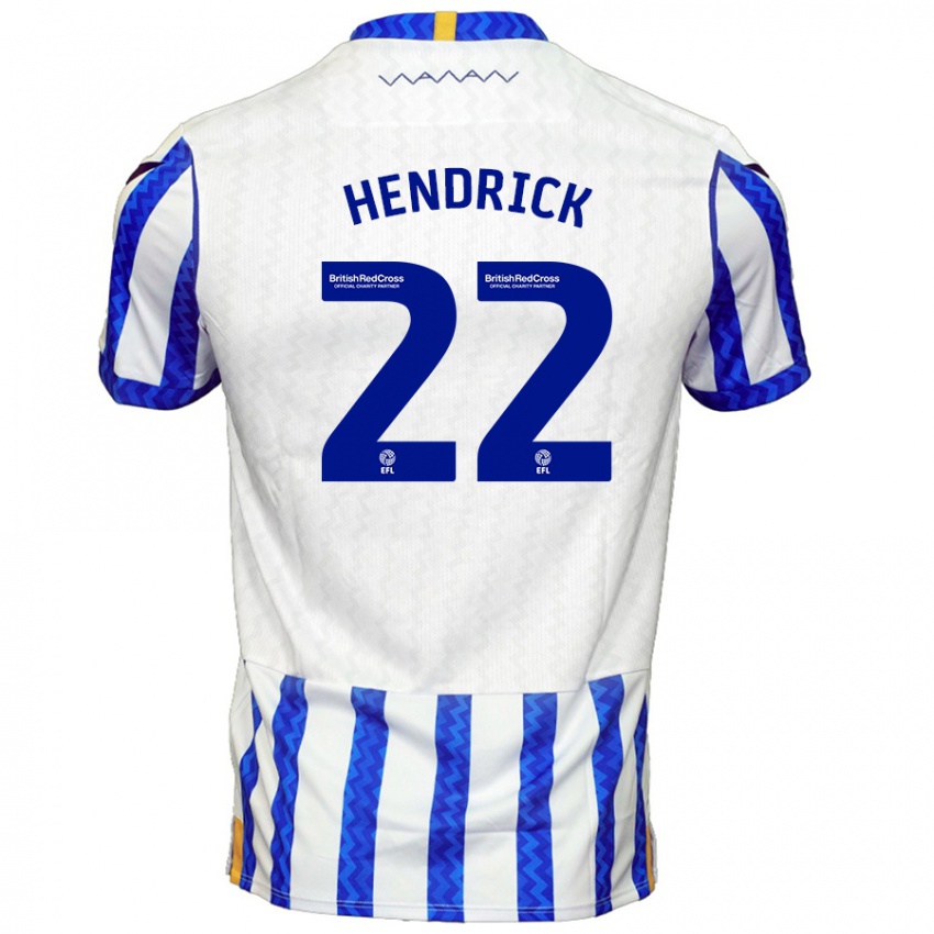 Børn Jeff Hendrick #22 Blå Hvid Hjemmebane Spillertrøjer 2024/25 Trøje T-Shirt