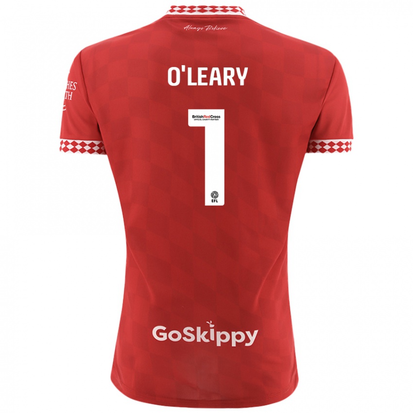 Børn Max O'leary #1 Rød Hjemmebane Spillertrøjer 2024/25 Trøje T-Shirt