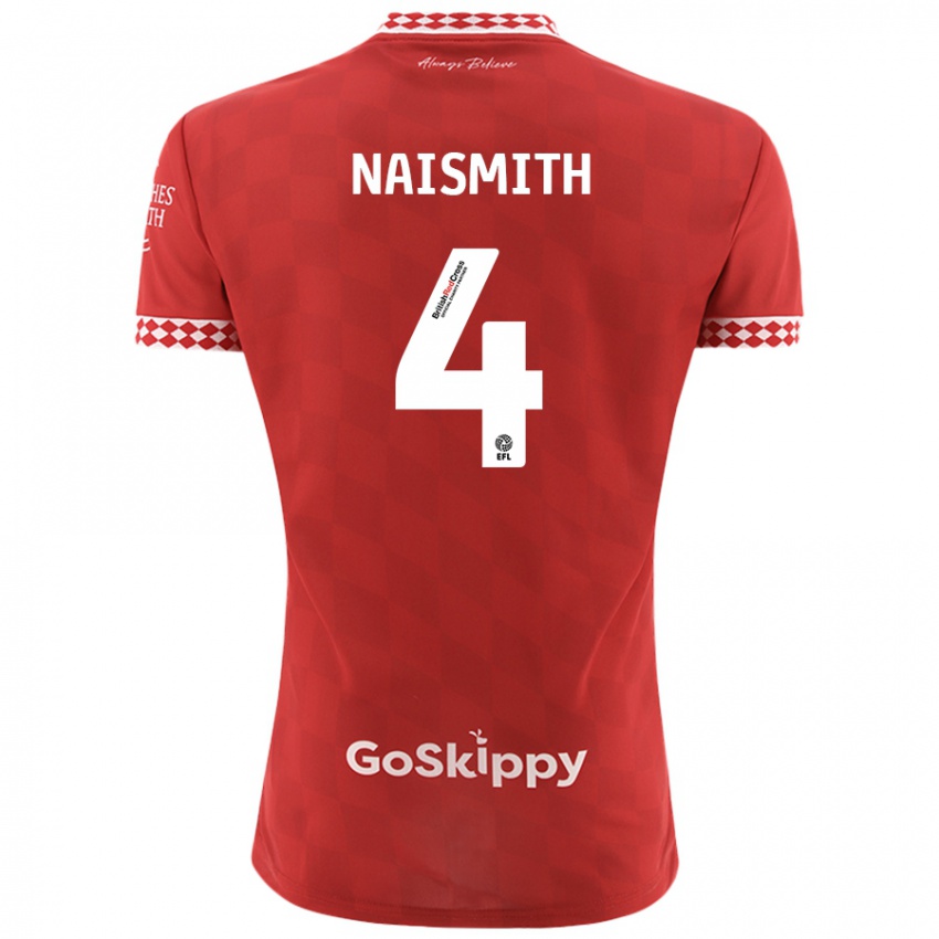 Børn Kal Naismith #4 Rød Hjemmebane Spillertrøjer 2024/25 Trøje T-Shirt