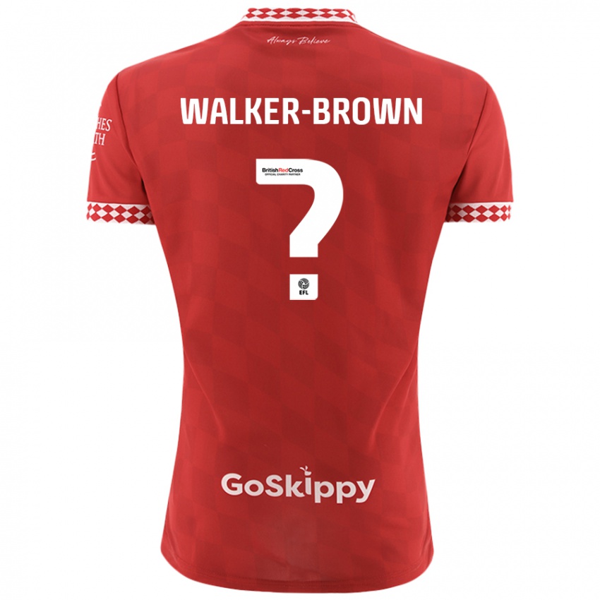 Børn Rushon Walker-Brown #0 Rød Hjemmebane Spillertrøjer 2024/25 Trøje T-Shirt