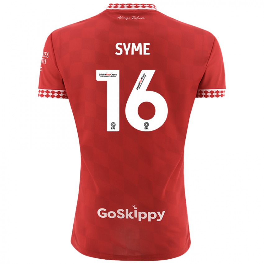 Børn Emily Syme #16 Rød Hjemmebane Spillertrøjer 2024/25 Trøje T-Shirt