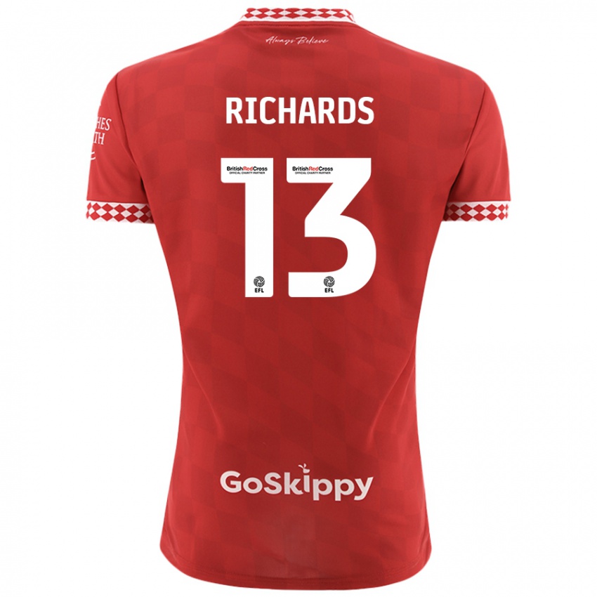 Børn Harvey Wiles-Richards #13 Rød Hjemmebane Spillertrøjer 2024/25 Trøje T-Shirt