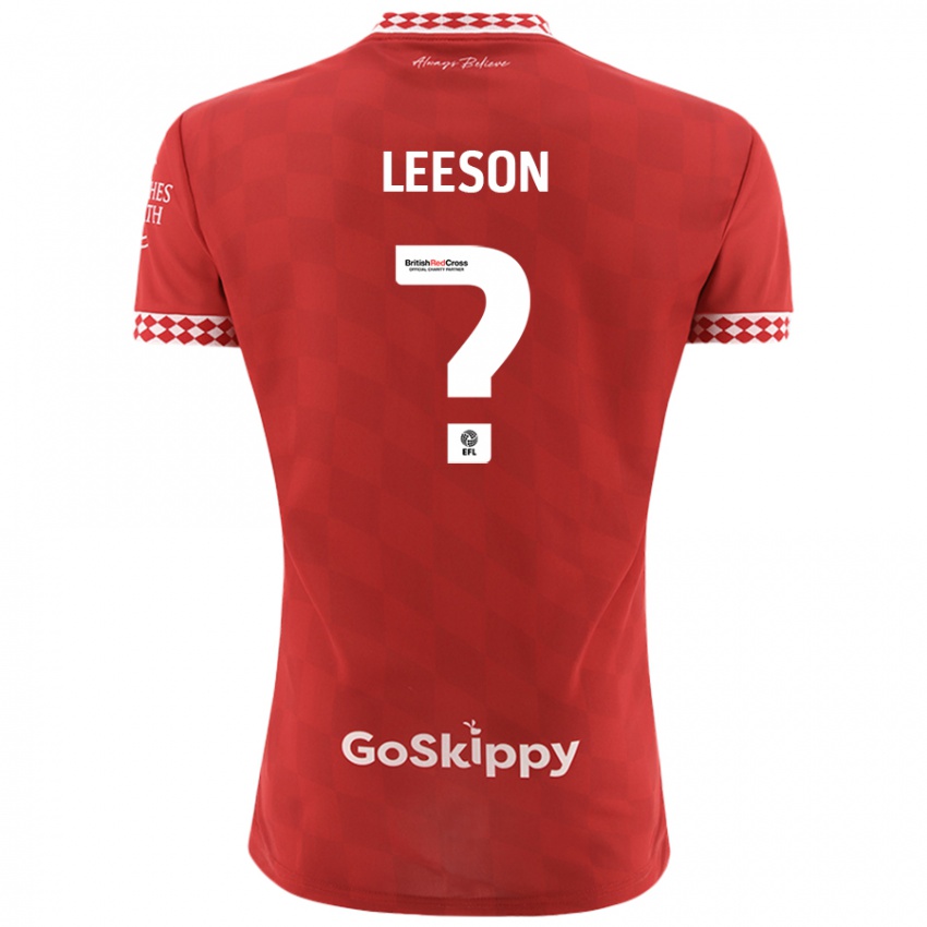 Børn Harry Leeson #0 Rød Hjemmebane Spillertrøjer 2024/25 Trøje T-Shirt