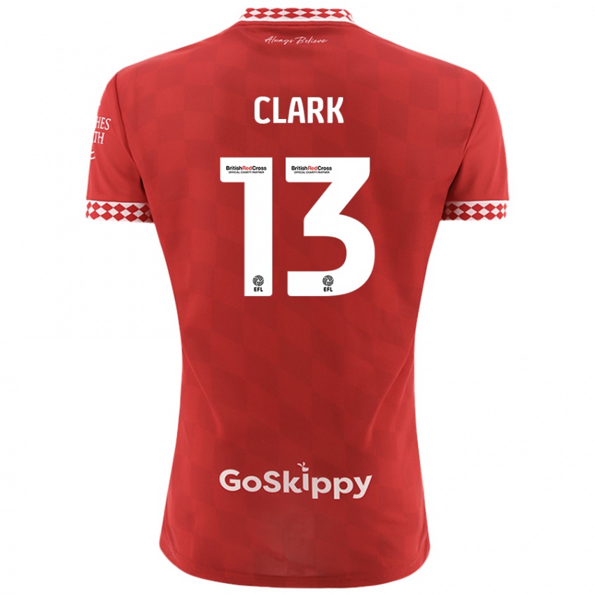 Børn Olivia Clark #13 Rød Hjemmebane Spillertrøjer 2024/25 Trøje T-Shirt