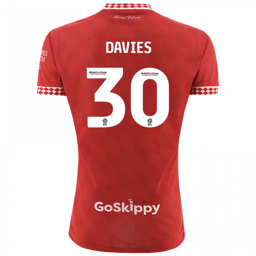 Børn Yasmin Davies #30 Rød Hjemmebane Spillertrøjer 2024/25 Trøje T-Shirt