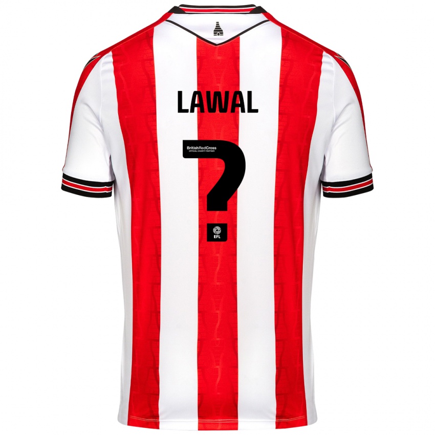 Børn Bosun Lawal #0 Rød Hvid Hjemmebane Spillertrøjer 2024/25 Trøje T-Shirt