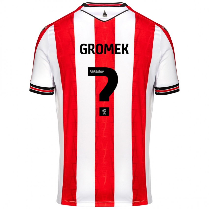 Børn Wiktor Gromek #0 Rød Hvid Hjemmebane Spillertrøjer 2024/25 Trøje T-Shirt