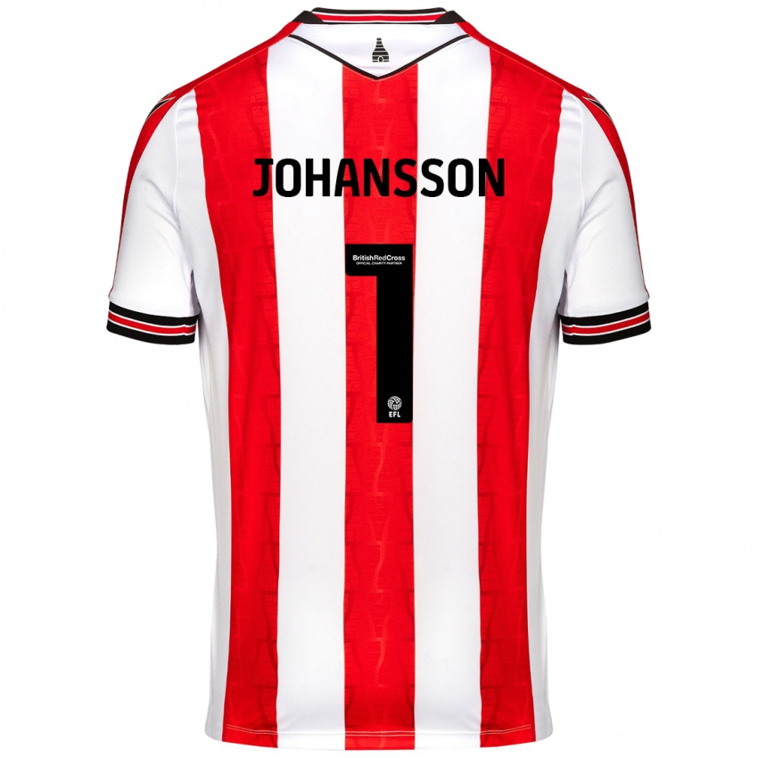 Børn Viktor Johansson #1 Rød Hvid Hjemmebane Spillertrøjer 2024/25 Trøje T-Shirt