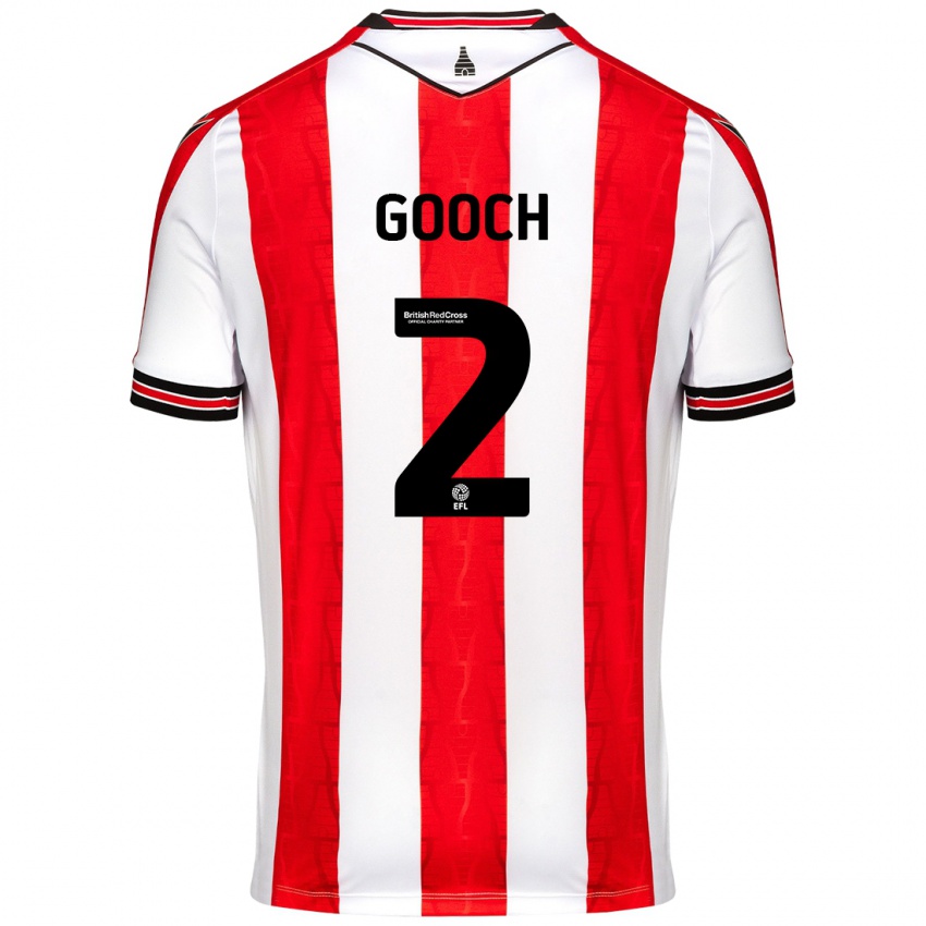 Børn Lynden Gooch #2 Rød Hvid Hjemmebane Spillertrøjer 2024/25 Trøje T-Shirt