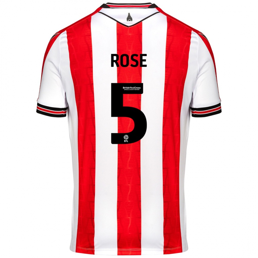 Børn Michael Rose #5 Rød Hvid Hjemmebane Spillertrøjer 2024/25 Trøje T-Shirt