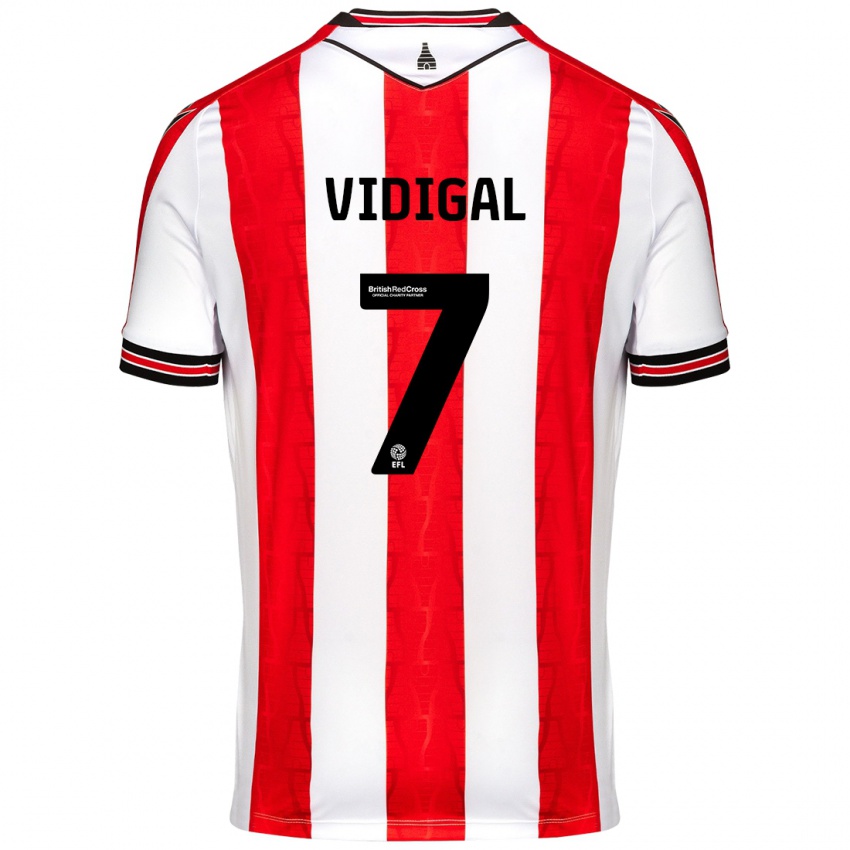 Børn André Vidigal #7 Rød Hvid Hjemmebane Spillertrøjer 2024/25 Trøje T-Shirt