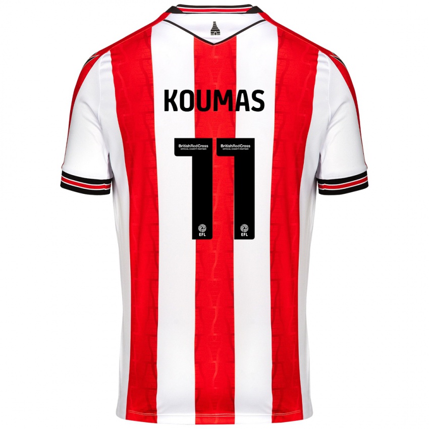 Børn Lewis Koumas #11 Rød Hvid Hjemmebane Spillertrøjer 2024/25 Trøje T-Shirt