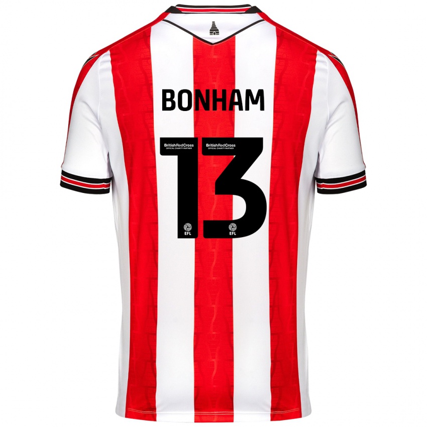 Børn Jack Bonham #13 Rød Hvid Hjemmebane Spillertrøjer 2024/25 Trøje T-Shirt