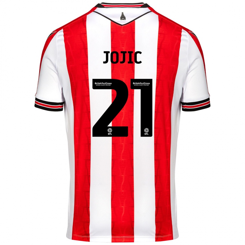 Børn Nikola Jojic #21 Rød Hvid Hjemmebane Spillertrøjer 2024/25 Trøje T-Shirt