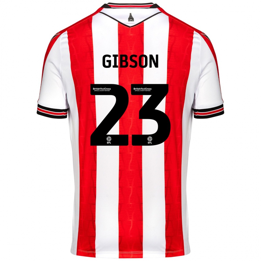 Børn Ben Gibson #23 Rød Hvid Hjemmebane Spillertrøjer 2024/25 Trøje T-Shirt