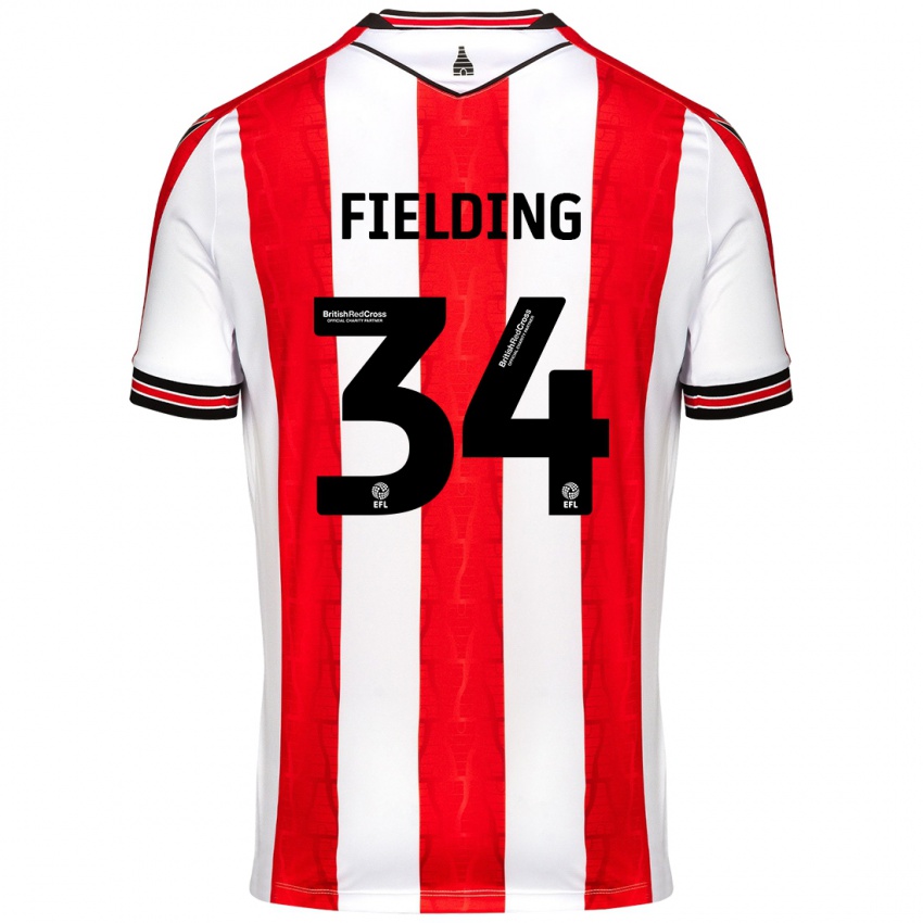 Børn Frank Fielding #34 Rød Hvid Hjemmebane Spillertrøjer 2024/25 Trøje T-Shirt