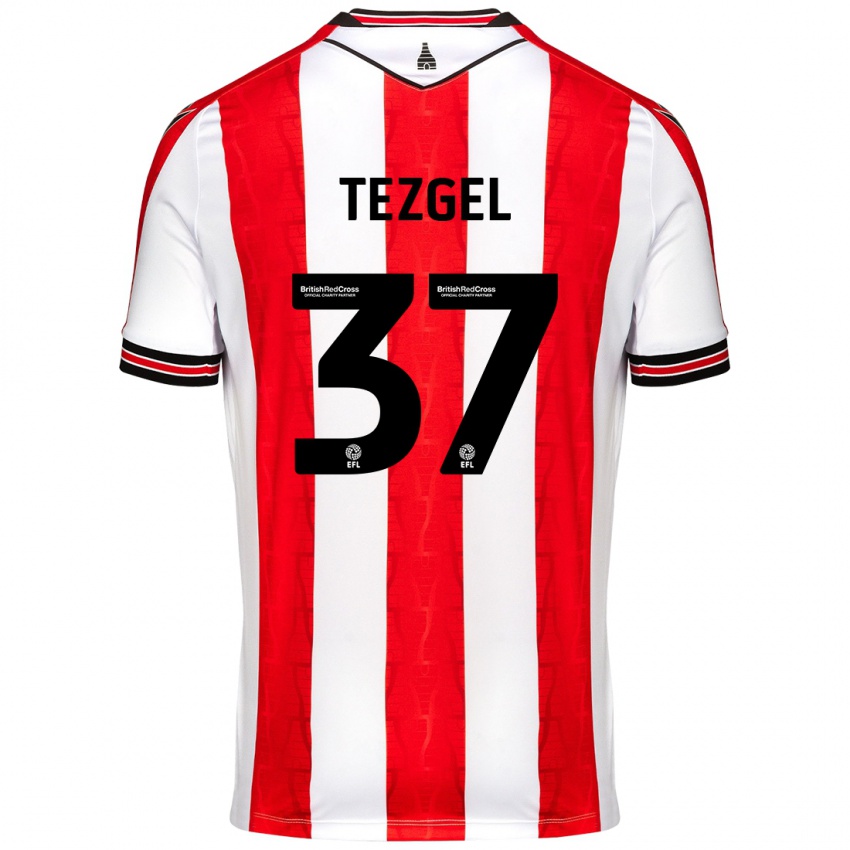 Børn Emre Tezgel #37 Rød Hvid Hjemmebane Spillertrøjer 2024/25 Trøje T-Shirt