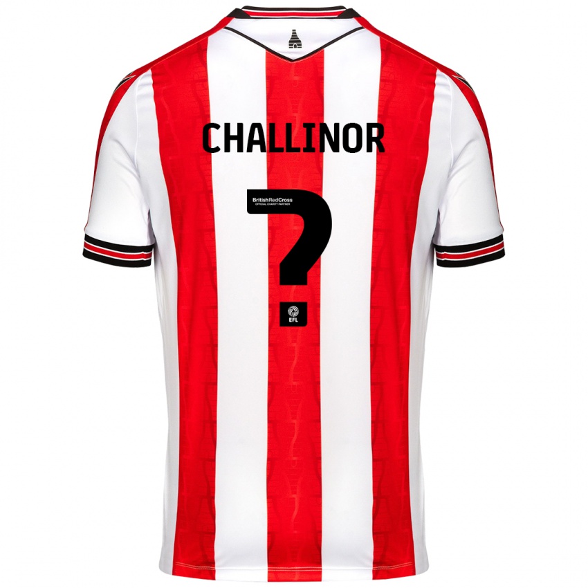 Børn Oliver Challinor #0 Rød Hvid Hjemmebane Spillertrøjer 2024/25 Trøje T-Shirt