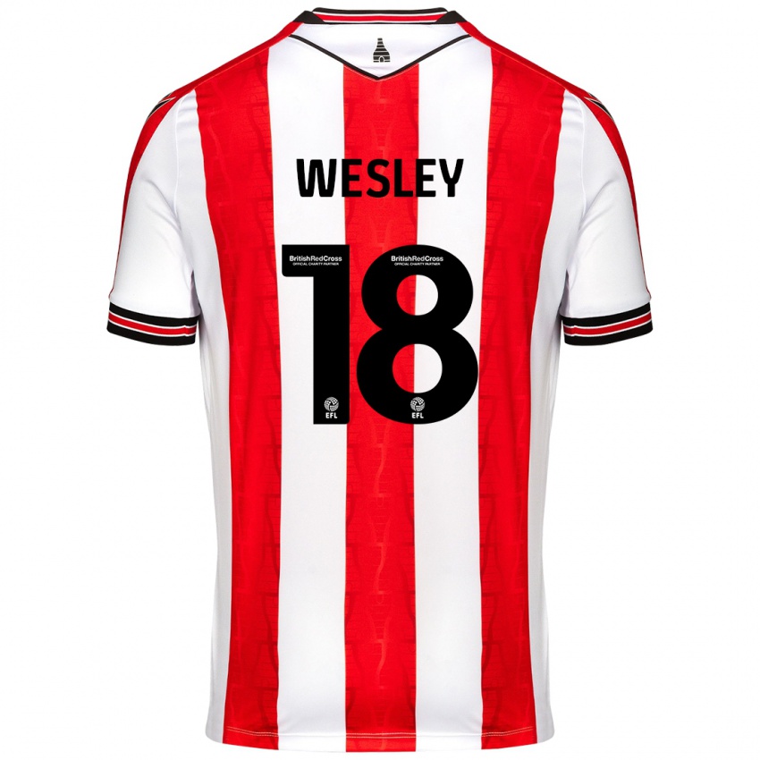 Børn Wesley Moraes #18 Rød Hvid Hjemmebane Spillertrøjer 2024/25 Trøje T-Shirt