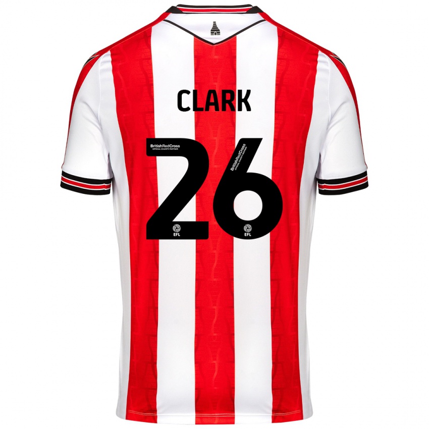 Børn Ciaran Clark #26 Rød Hvid Hjemmebane Spillertrøjer 2024/25 Trøje T-Shirt