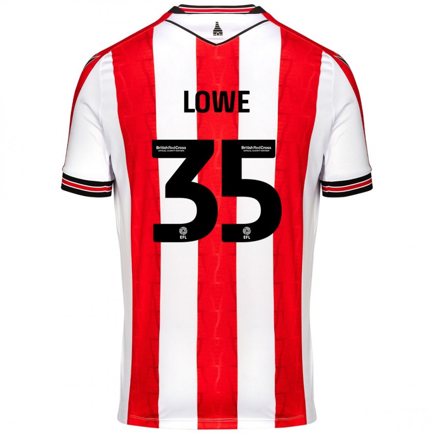 Børn Nathan Lowe #35 Rød Hvid Hjemmebane Spillertrøjer 2024/25 Trøje T-Shirt