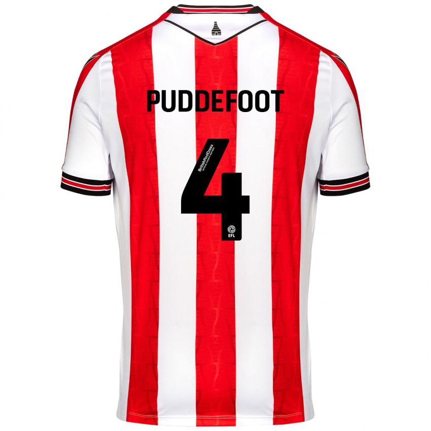 Børn Danielle Puddefoot #4 Rød Hvid Hjemmebane Spillertrøjer 2024/25 Trøje T-Shirt