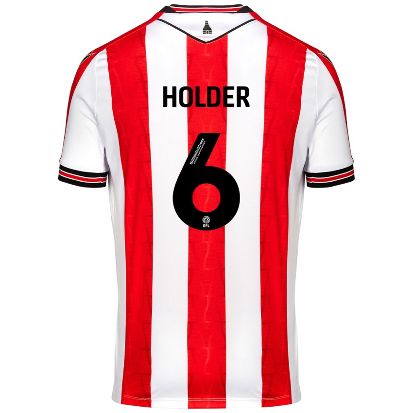 Børn Molly Holder #6 Rød Hvid Hjemmebane Spillertrøjer 2024/25 Trøje T-Shirt