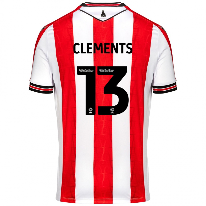 Børn Daisy Clements #13 Rød Hvid Hjemmebane Spillertrøjer 2024/25 Trøje T-Shirt