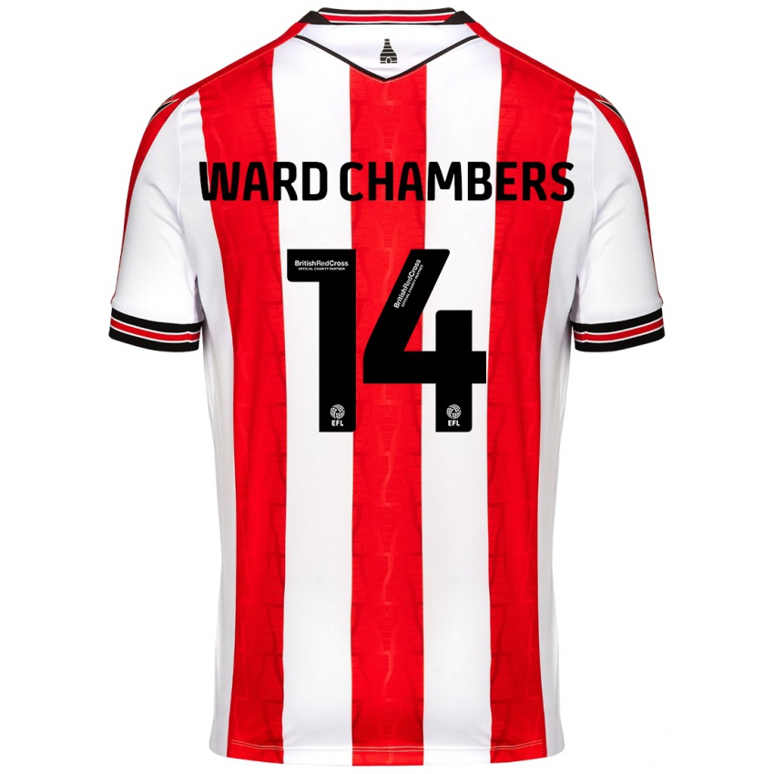 Børn Courtnay Ward-Chambers #14 Rød Hvid Hjemmebane Spillertrøjer 2024/25 Trøje T-Shirt